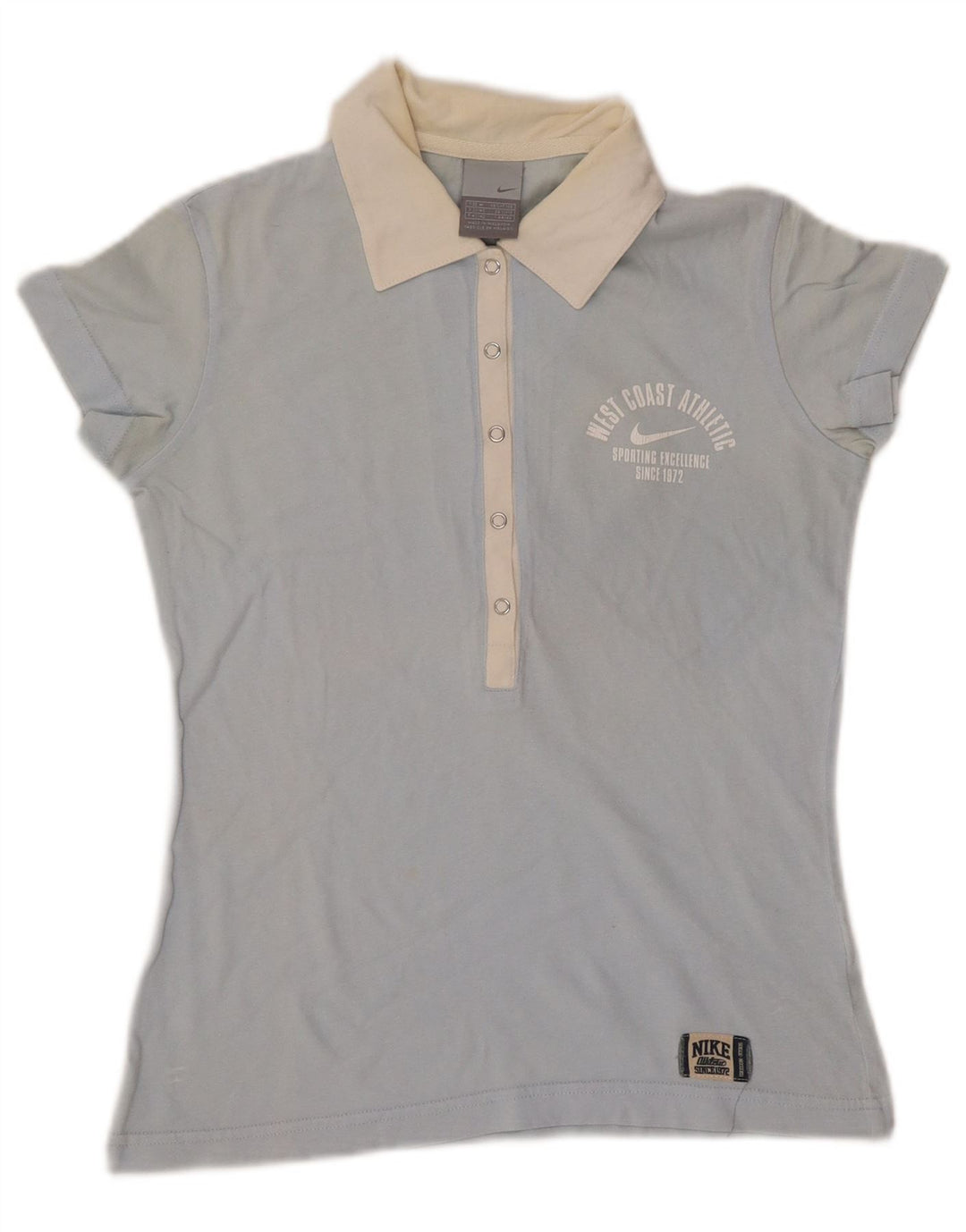 NIKE Dame poloshirt UK 10/12 Medium Blue Colourblock