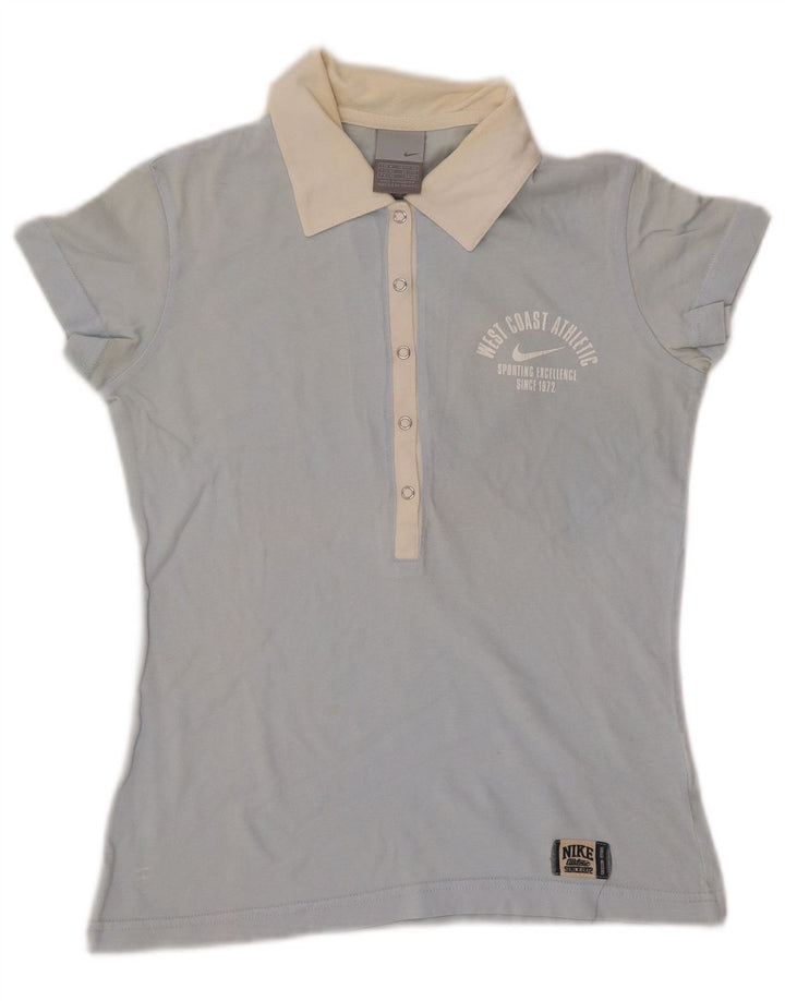 NIKE Dame poloshirt UK 10/12 Medium Blue Colourblock