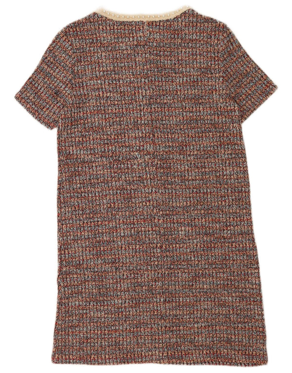 Zara Womens Short Sleeves Jumper Dress UK 14 Medium Multicoloured Flecked