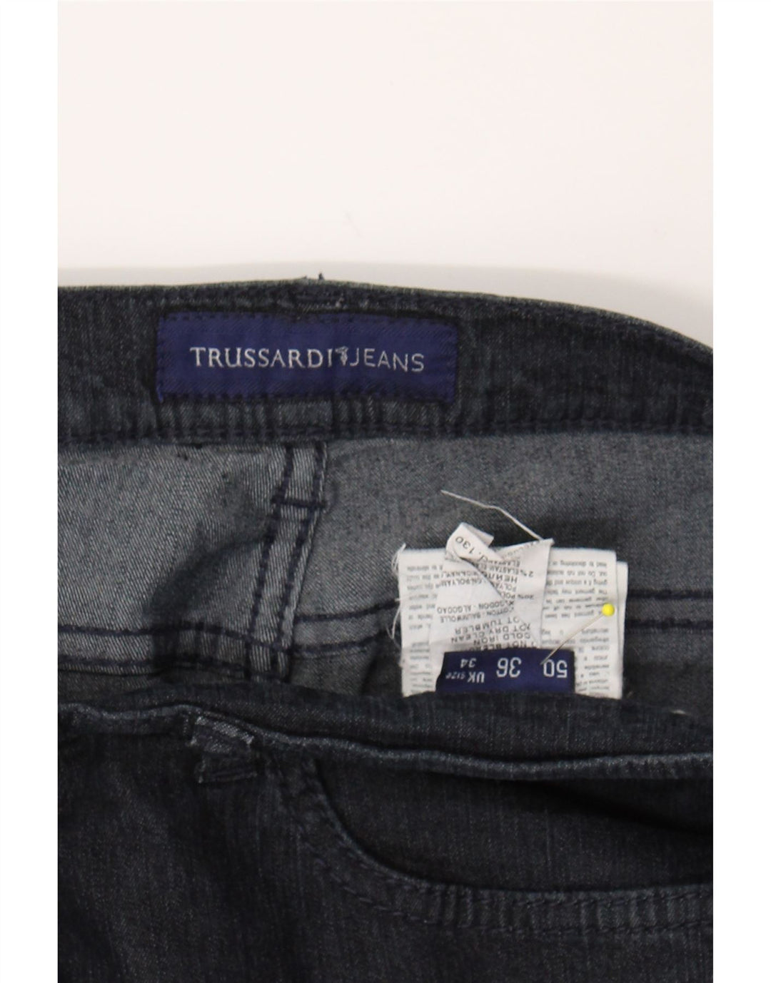 TRUSSARDI Womens Straight Jeans W34 L28 Navy Blue Cotton Vintage Trussardi and Second-Hand Trussardi from Messina Hembry 
