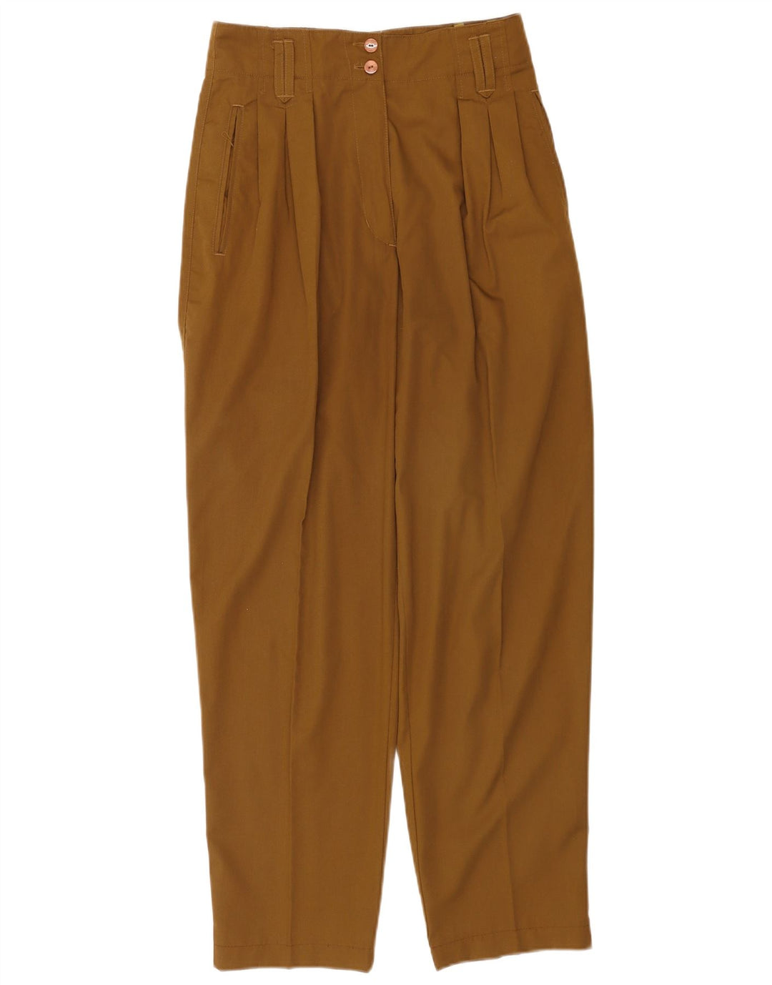 Vintage kvinders fastspændte fritidsbukser EU 38 Medium W28 L30 Khaki Polyester