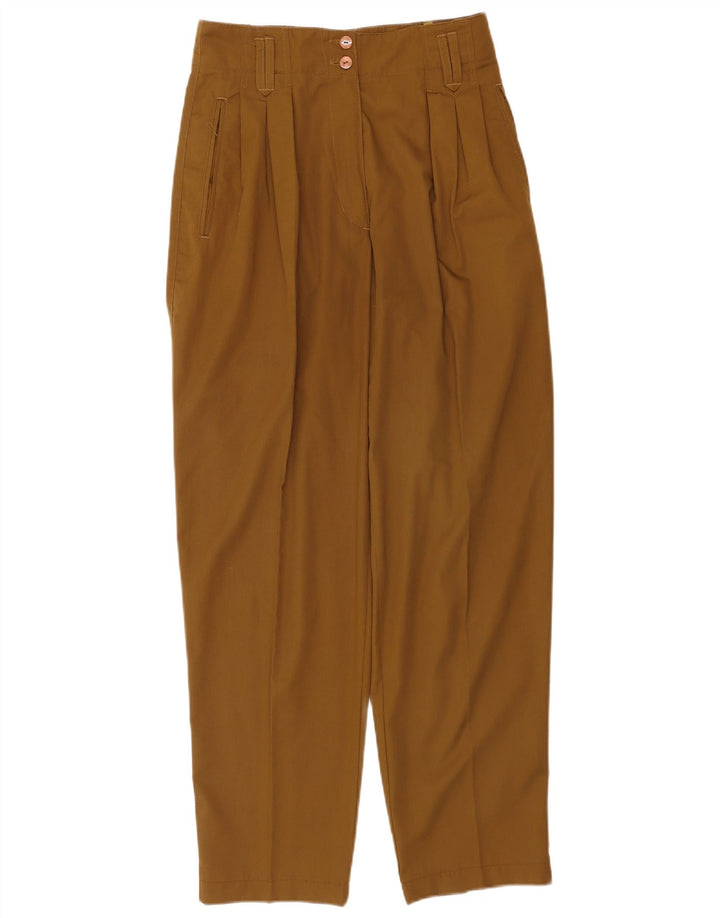 Vintage kvinders fastspændte fritidsbukser EU 38 Medium W28 L30 Khaki Polyester
