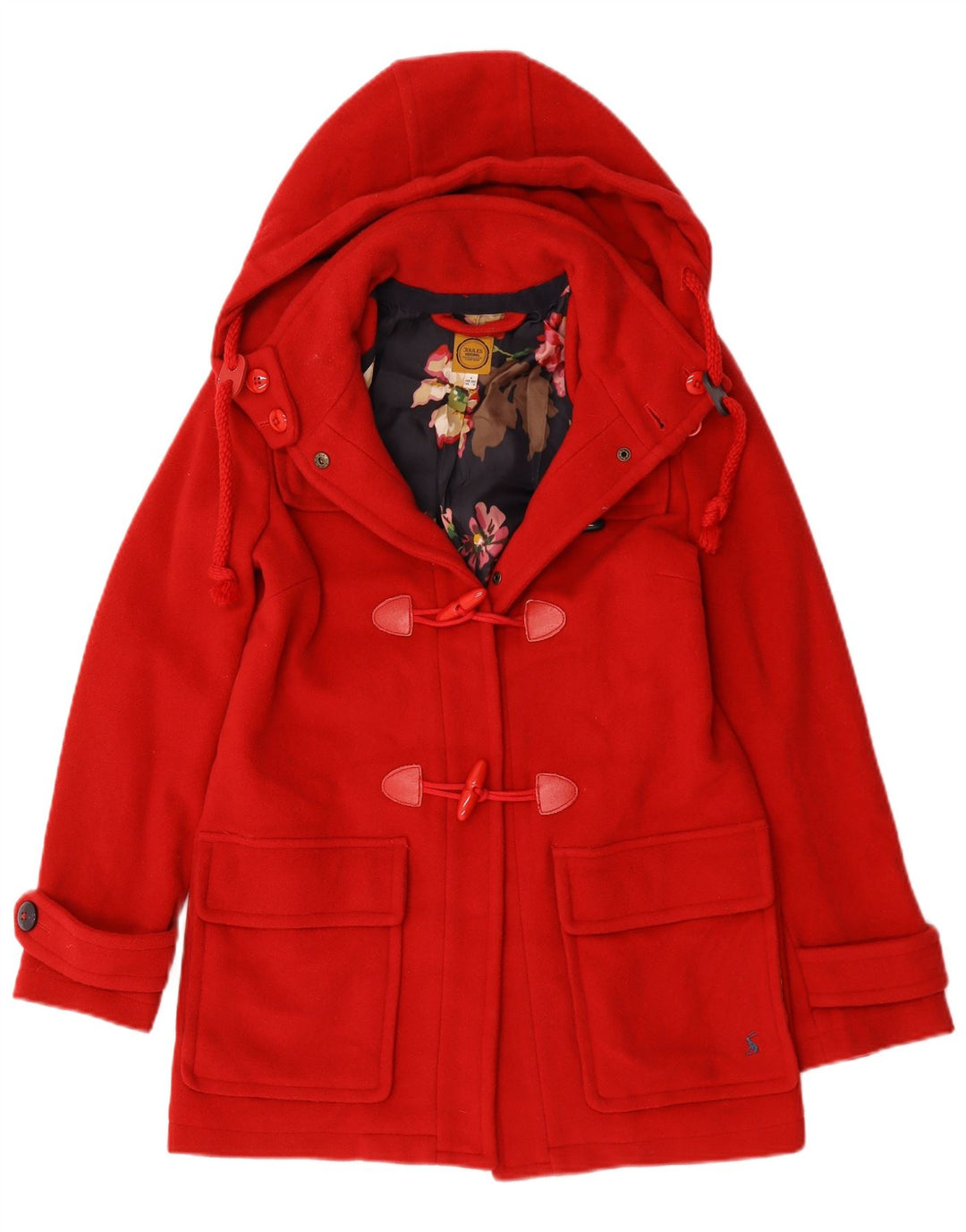 Joules Dame Hætte Oversized Duffel Coat UK 6 XS Rød Uld