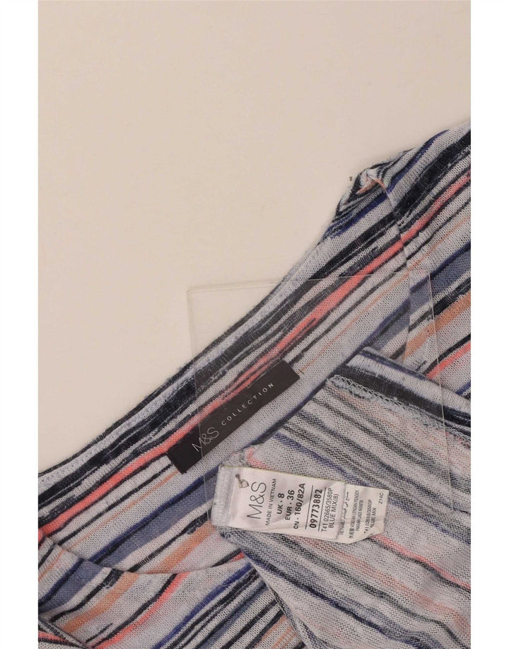 Marks & Spencer Dame Top 3/4 ærme UK 8 Small Multicolored Striped