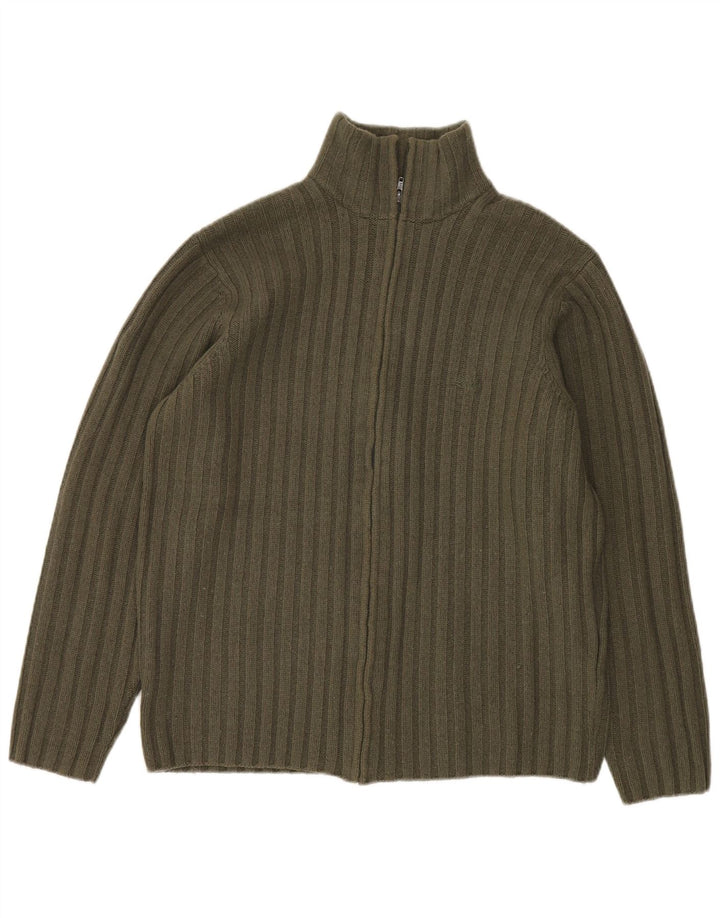 Levi's Herre cardigan sweater med fuld lynlås Stor kaki lammeuld