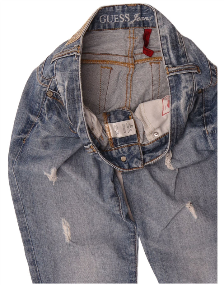 Guess Dame Distressed Straight Jeans W27 L27 Blå Bomuld