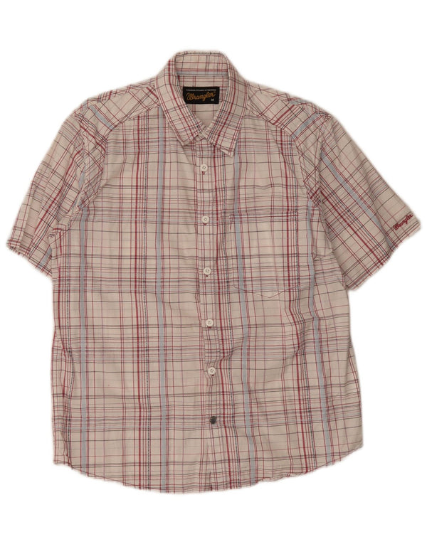 Wrangler kortærmet herreskjorte med normal pasform Medium hvid plaid bomuld