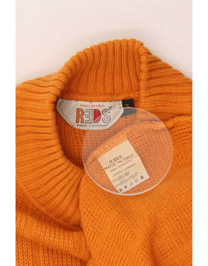 REDS Herre grafisk skildpaddehals sweater medium orange geometrisk uld