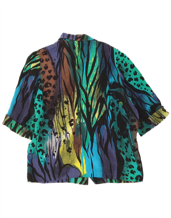 Vintage dame 1-knap blazerjakke UK 18 XL flerfarvet dyreprint