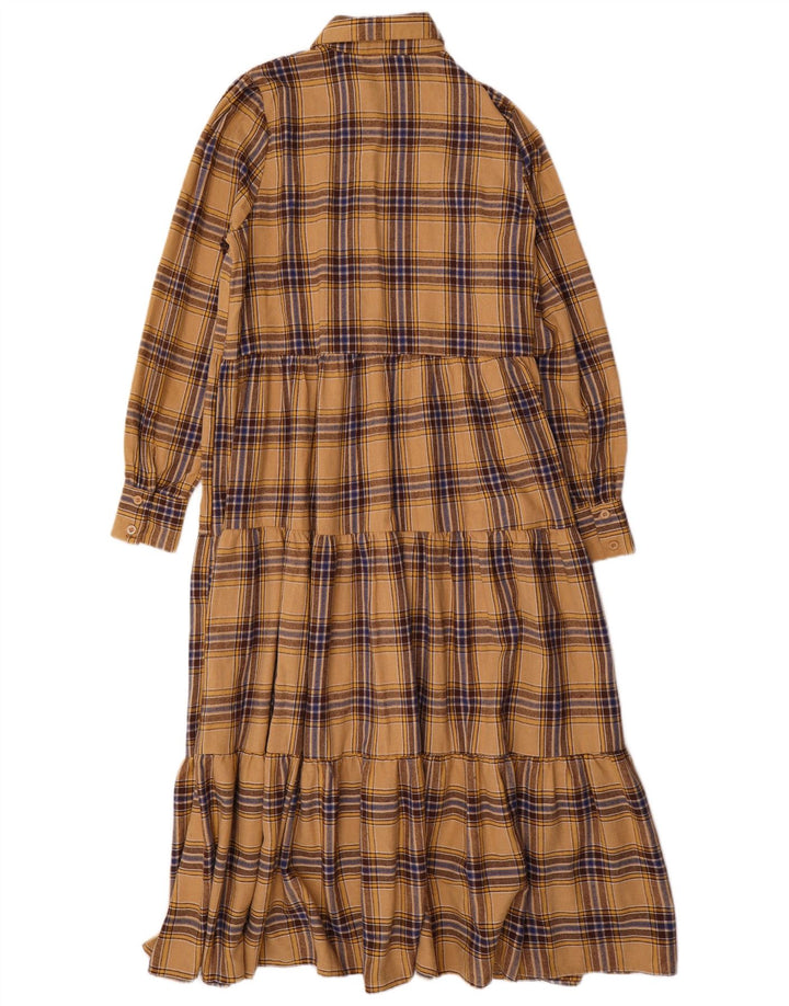 Coast Dame Langærmet Maxikjole UK 10 Small Beige Ternet polyester