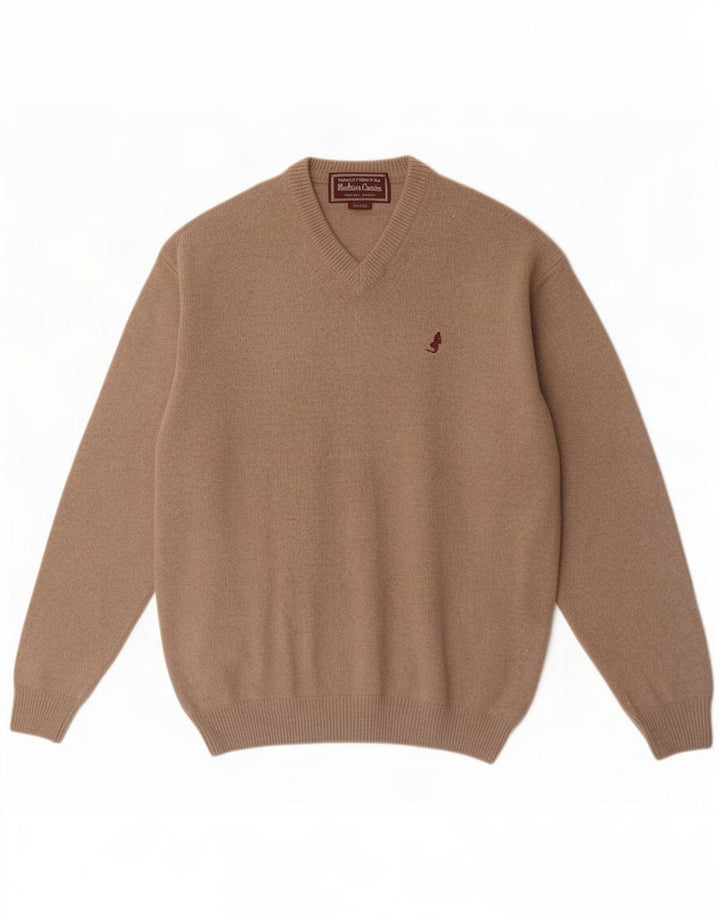 Marlboro Classics Herre V-hals sweater Medium Brun Uld