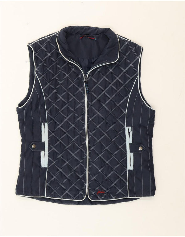 Joules Dame Quilted Gilet UK 16 Large Navy Blue Polyester