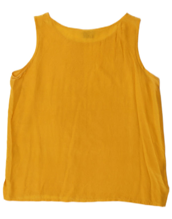 Vintage ærmeløs bluse til kvinder IT 48 XL gul silke