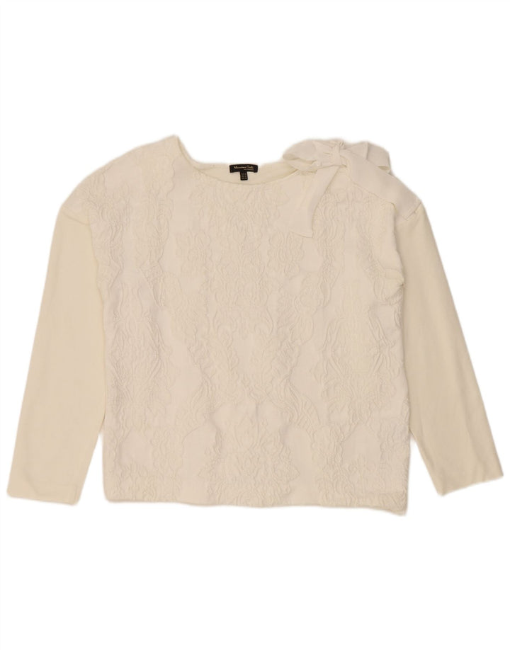 Massimo Dutti Dame Oversized Crop Bluse Top UK 6 XS White Floral