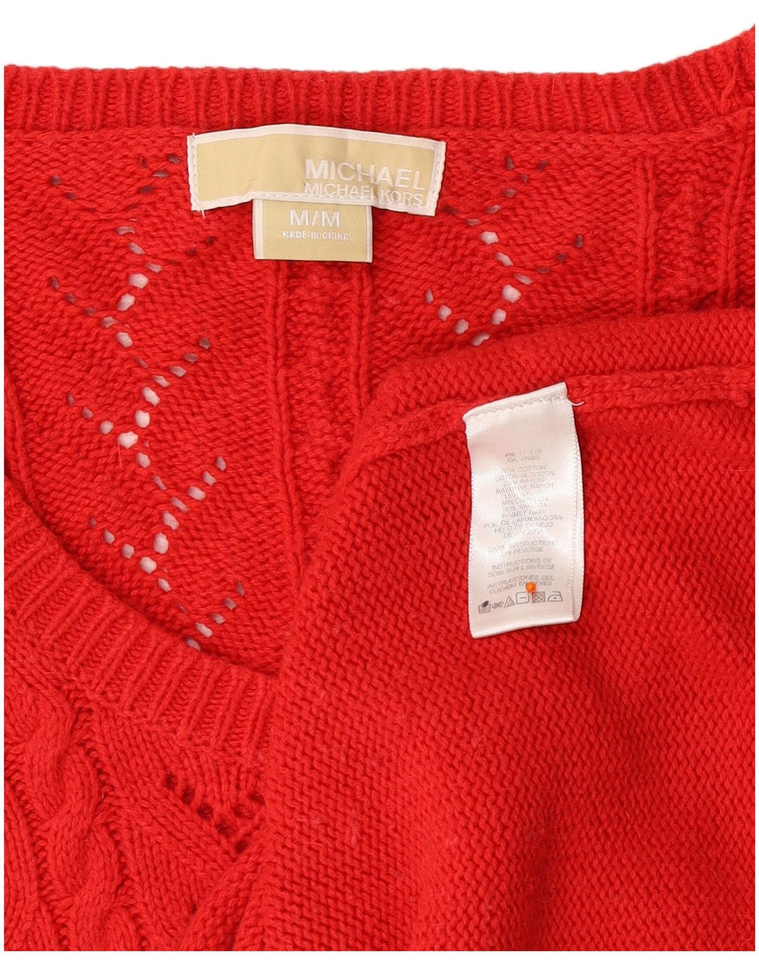 MICHAEL KORS Dame 3/4-ærmet bådhalstrøje UK 12 Medium Rød