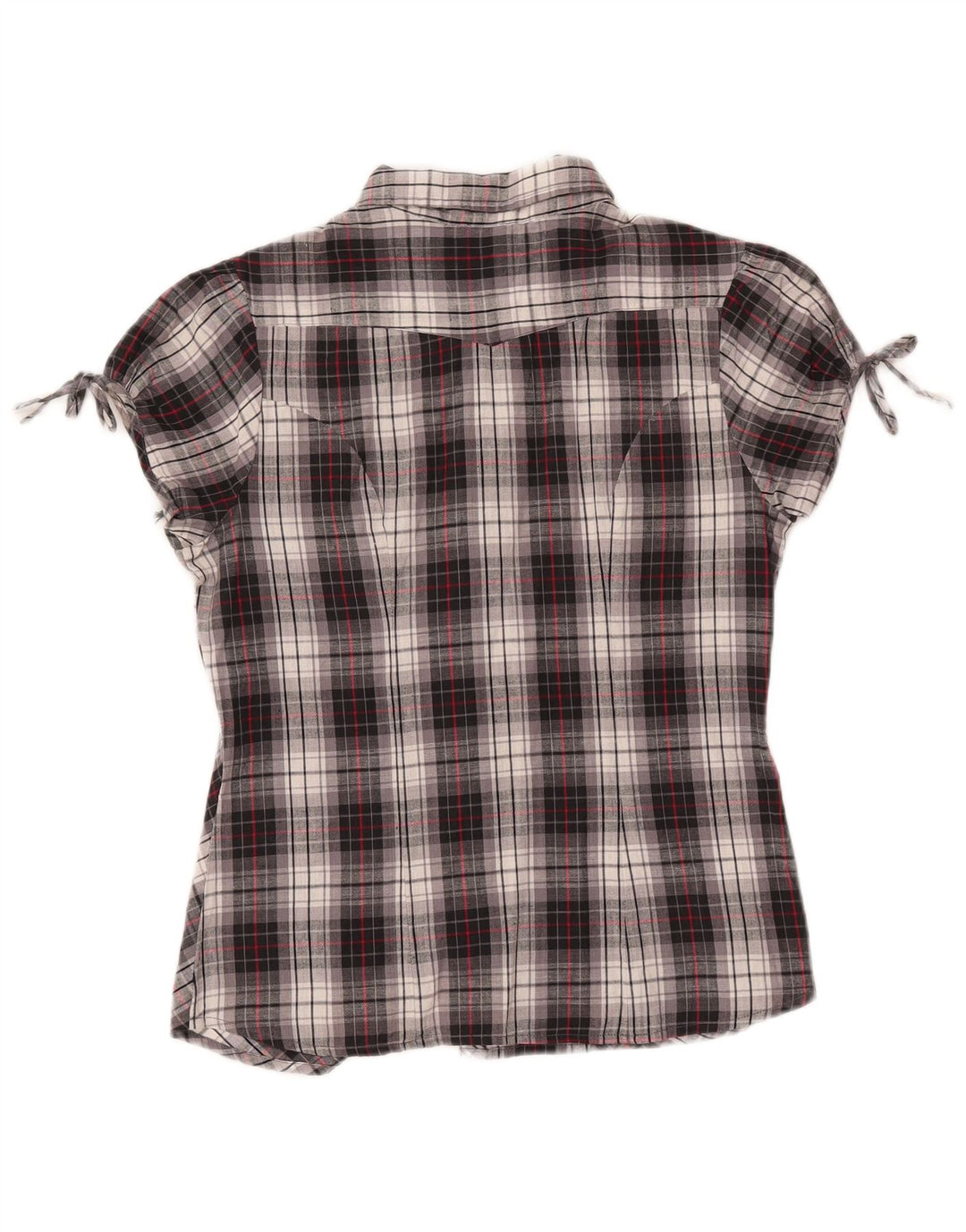 Carrera kortærmet skjortebluse til kvinder UK 14 mellemgrå ternet bomuld