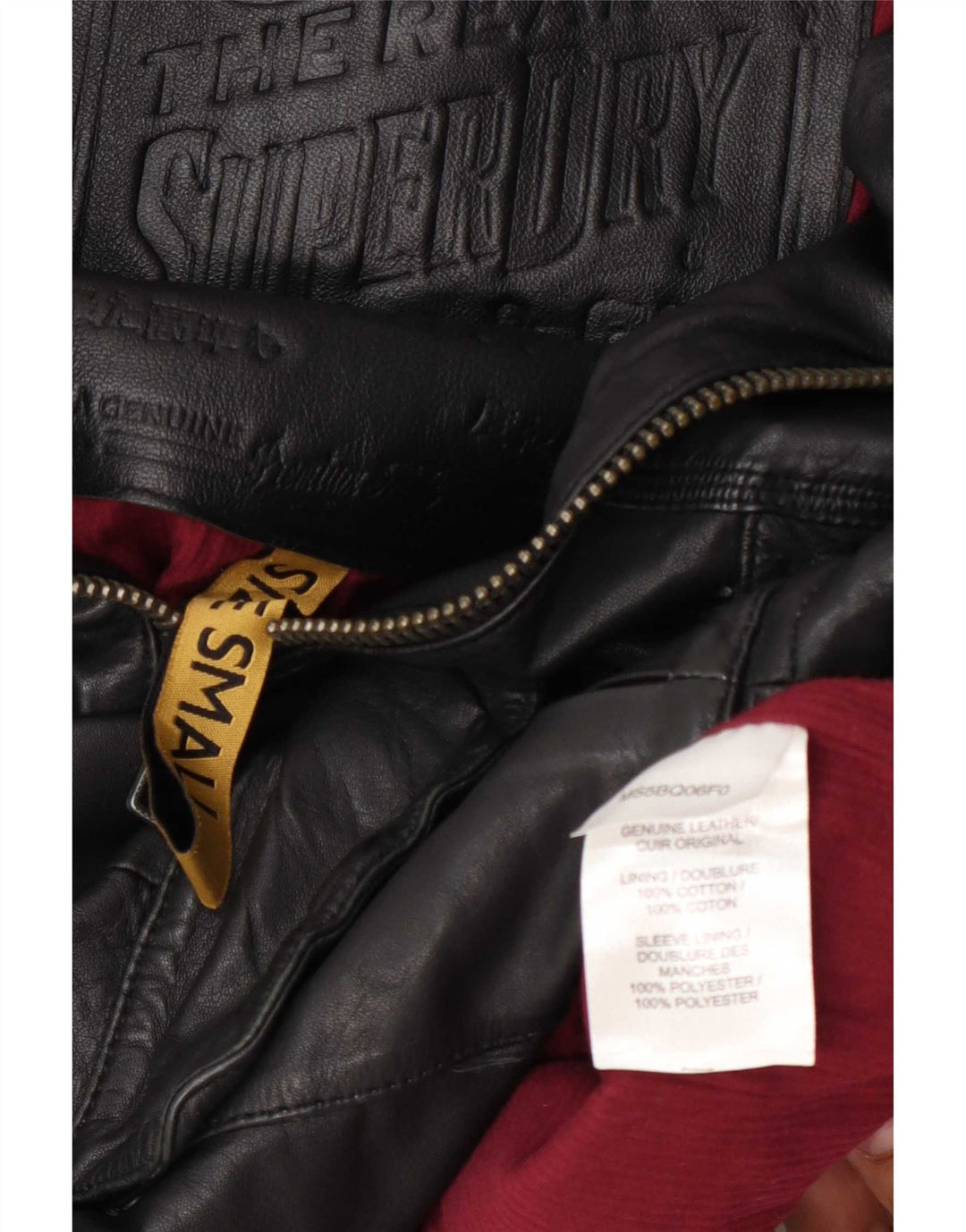 Superdry Military Læderjakke til kvinder UK 10 Lille Sort