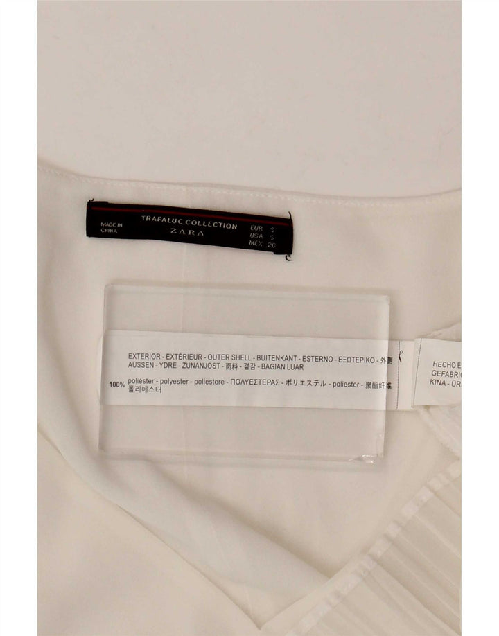 Zara Trafaluc Bluse Top UK 10 Small White Polyester