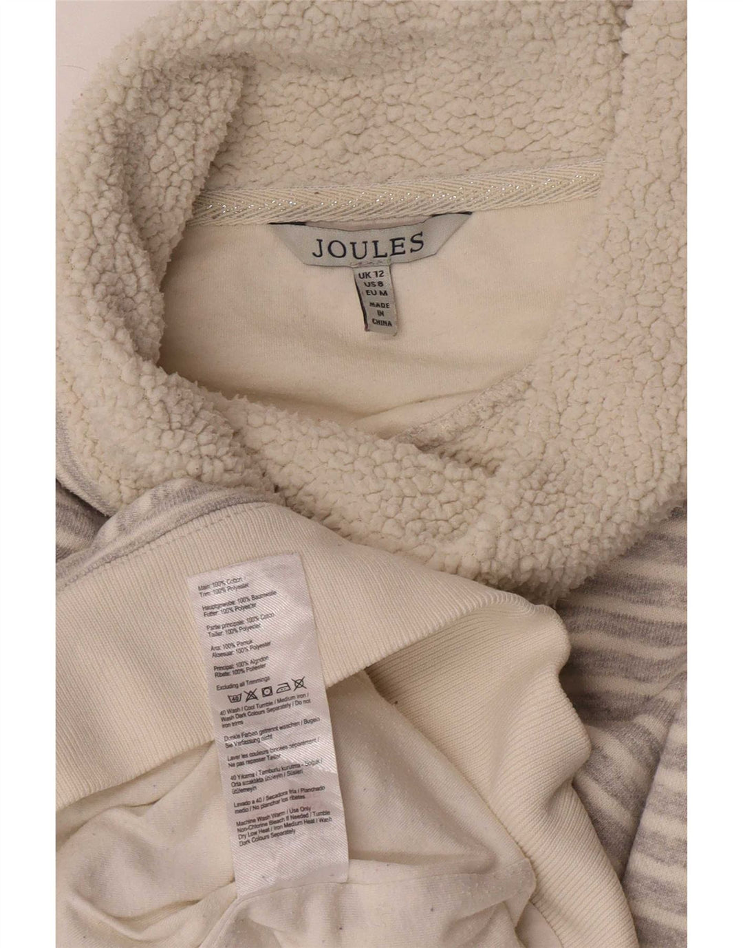 Joules Dame Roll Neck Jumper Sweater UK 12 Medium Grey Pinstripe