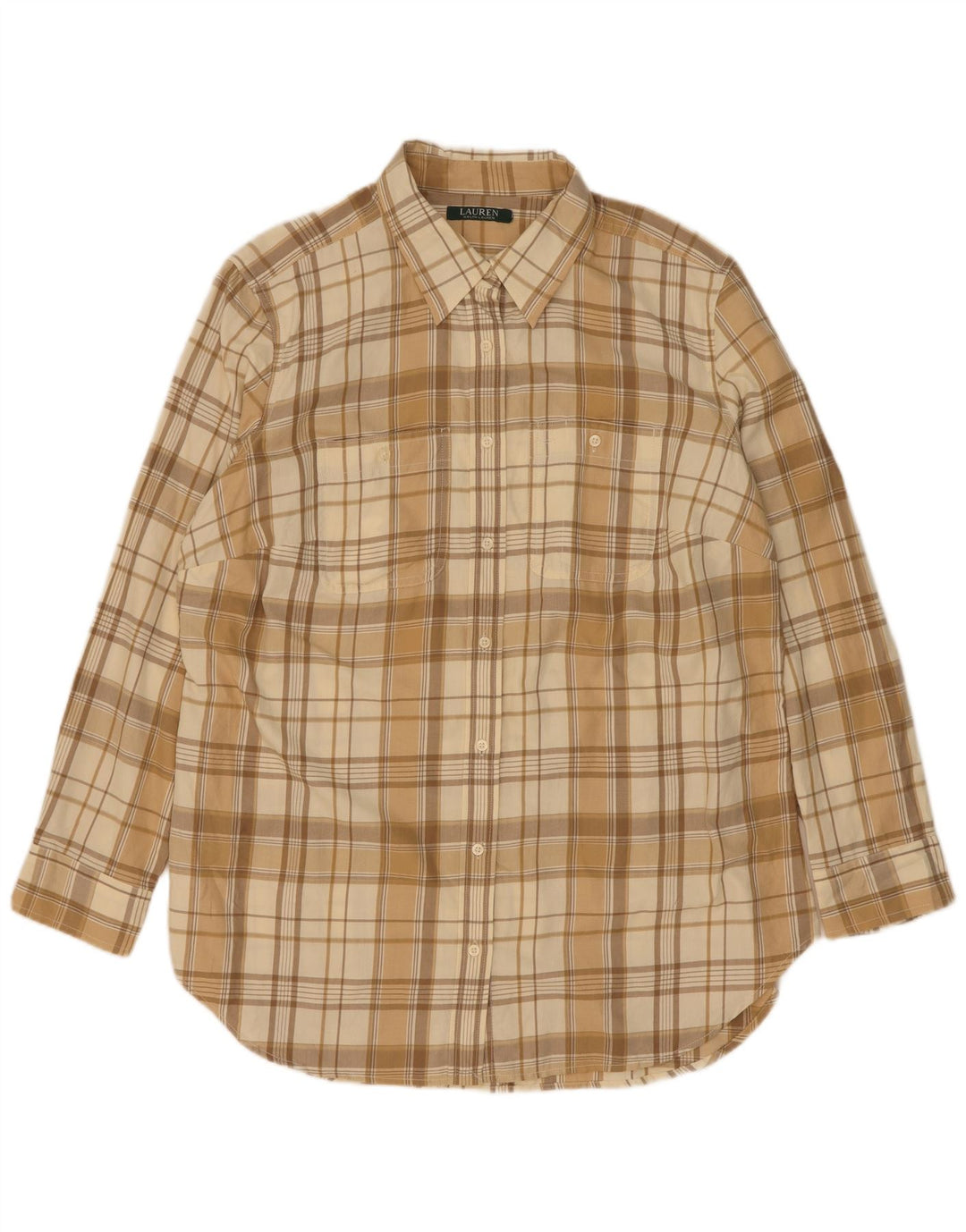 Ralph Lauren Herre Flanelskjorte Medium Beige Ternet Bomuld