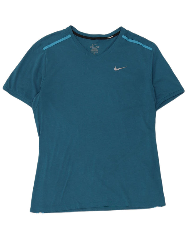 Nike Herre Dri Fit T-Shirt Top Stor Blå Polyester