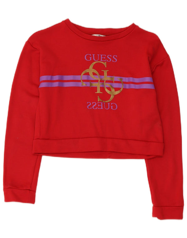 Guess Girls Crop Graphic Sweatshirt Jumper 11-12 År Rød Polyamid