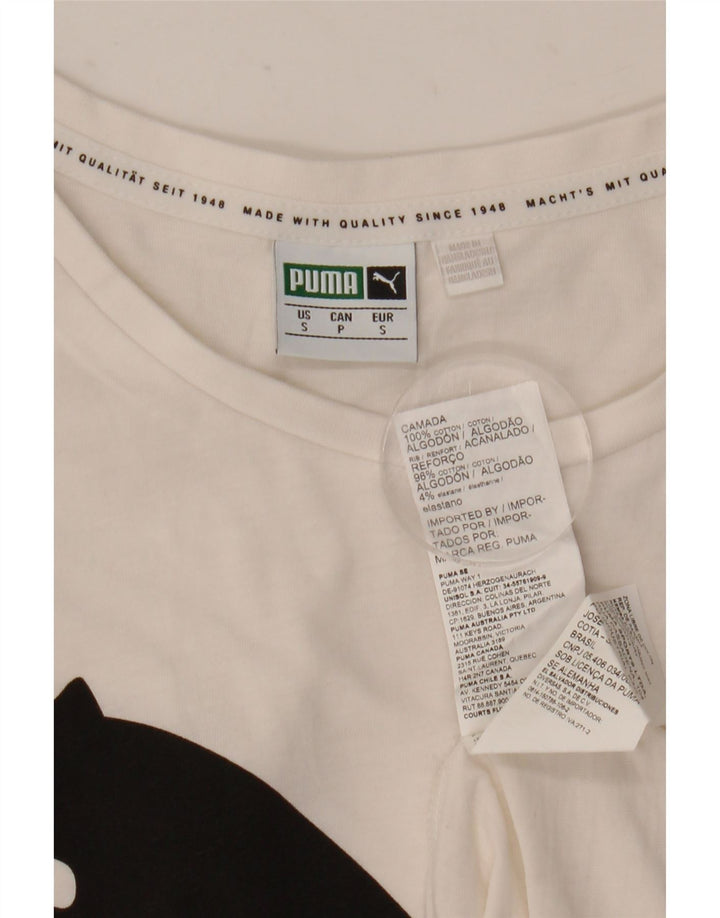 Puma Herre Grafisk T-Shirt Top Lille Hvid Bomuld