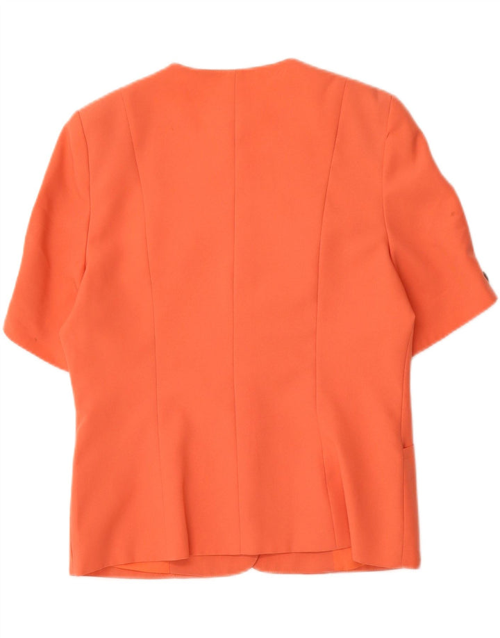 VINTAGE Womens 4 Button Short Sleeve Blazer Jacket UK 14 Large  Orange