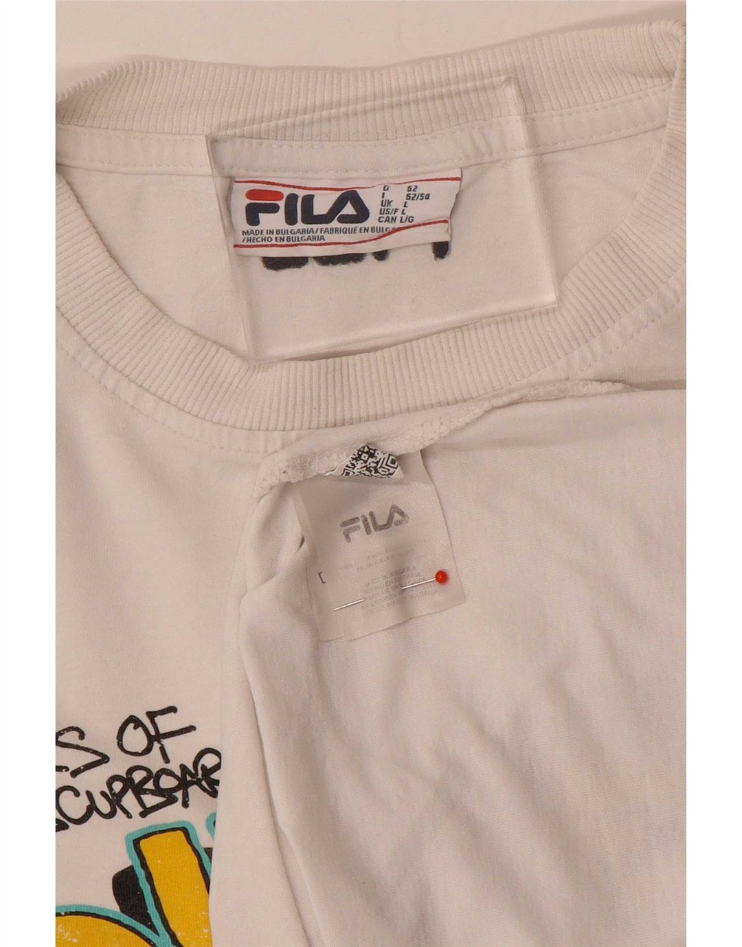 Fila Herre Duke Grafisk T-Shirt Top Stor Hvid Bomuld