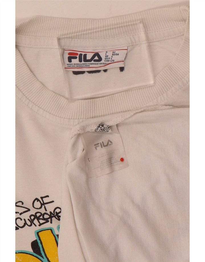 Fila Herre Duke Grafisk T-Shirt Top Stor Hvid Bomuld