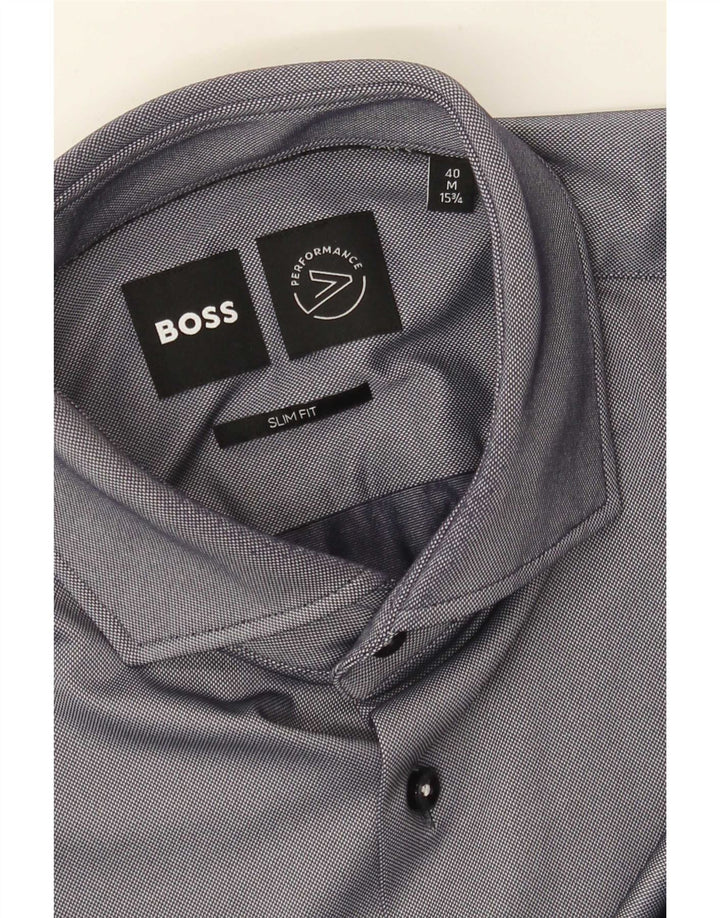 Hugo Boss Herre Slim Fit Skjorte Størrelse 40 15 3/4 Medium Grå