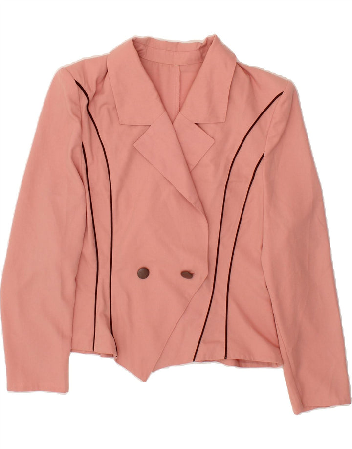 TREVIRA Womens 1 Button Double Breasted Blazer Jacket UK 10 Small Pink Vintage Trevira and Second-Hand Trevira from Messina Hembry 