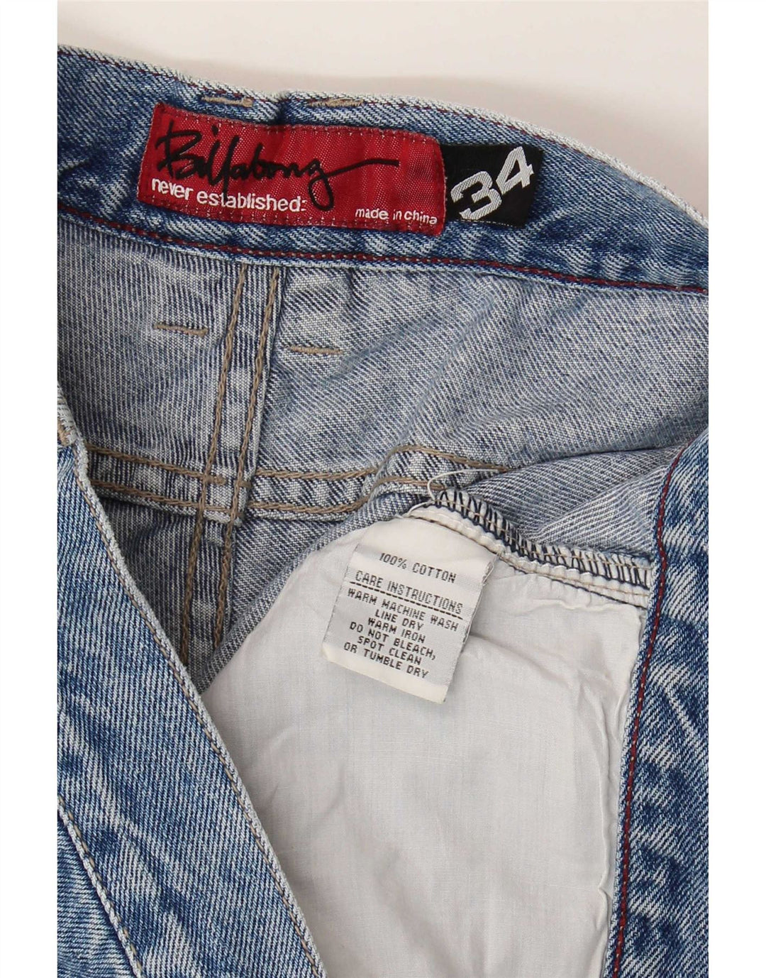 Billabong Herre Zathan Denim Shorts W34 Stor Blå Bomuld