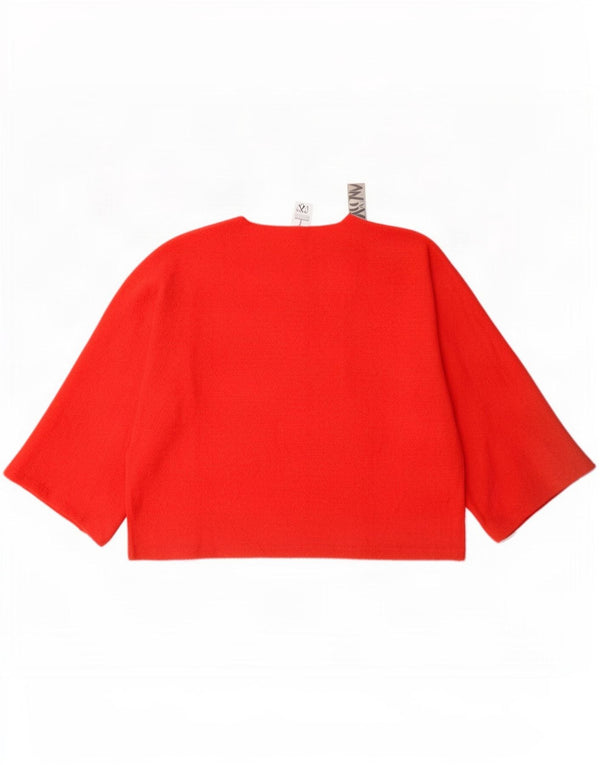 Zara Womens Oversized Top 3/4 ærme UK 6 XS Rød Polyester