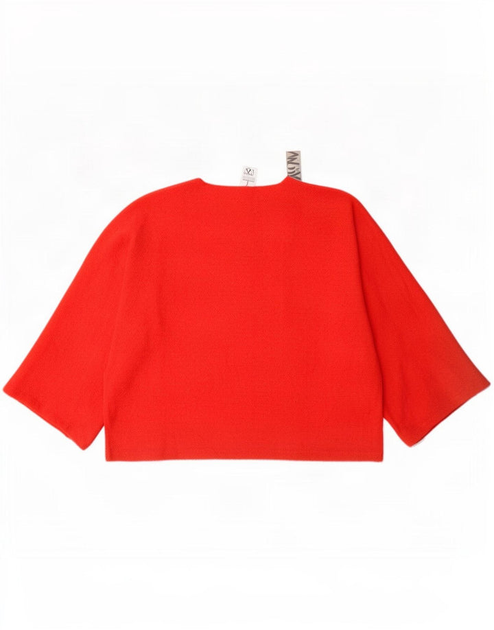 Zara Womens Oversized Top 3/4 ærme UK 6 XS Rød Polyester