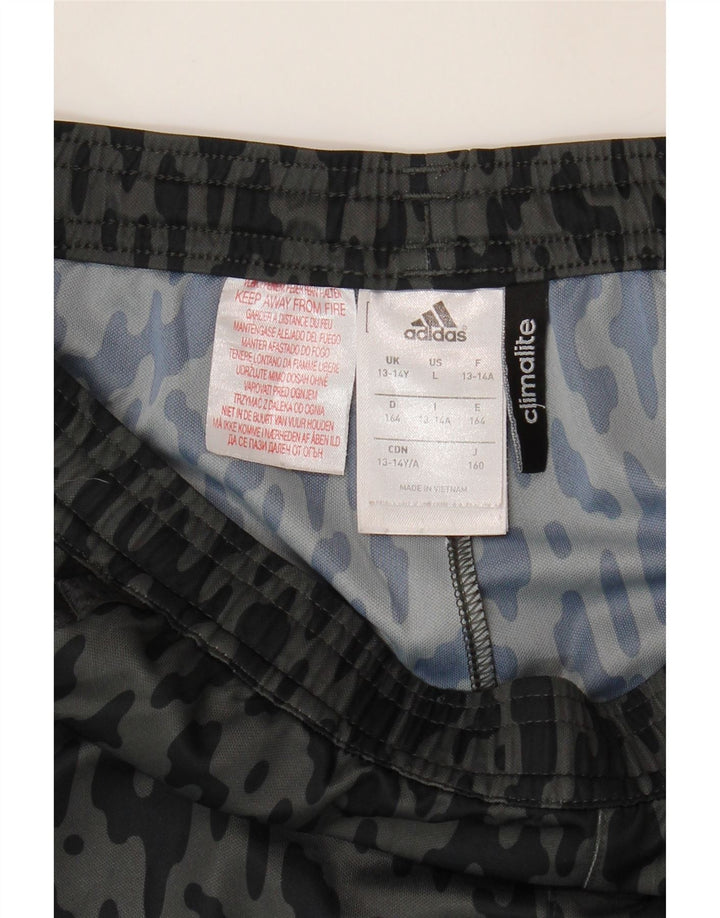 ADIDAS Boys Climalite Sport Shorts 13-14 Years  Grey Camouflage Polyester