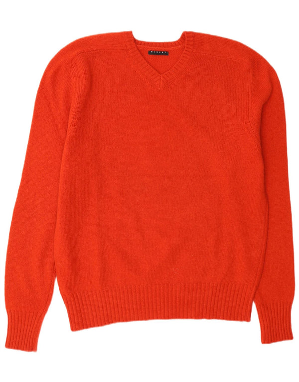 Sisley Womens Regular Fit V-hals sweater UK 14 Large Red Classic
