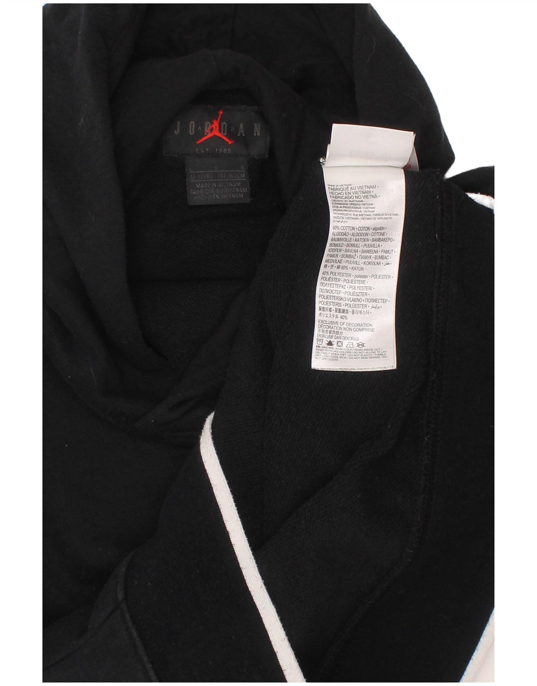 JORDAN Grafisk hættetrøje til drenge 12-13 år Stor sort bomuld