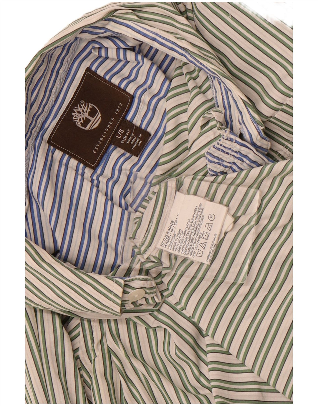 Timberland Herre Slim Fit Skjorte Stor grøn stribet bomuld