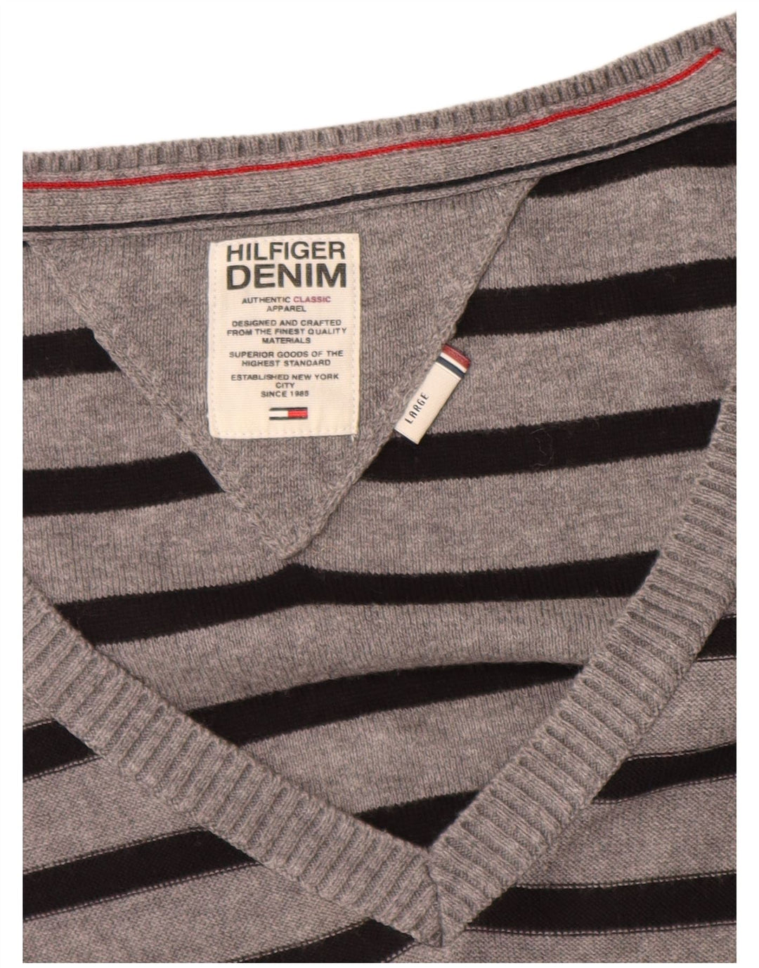 TOMMY HILFIGER 3/4-ærmet trøjekjole til kvinder, UK 14, stor, grå stribet