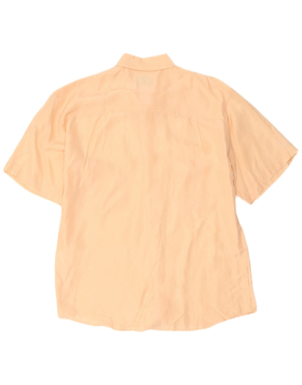 Vintage Kortærmet Herreskjorte Medium Orange Silke