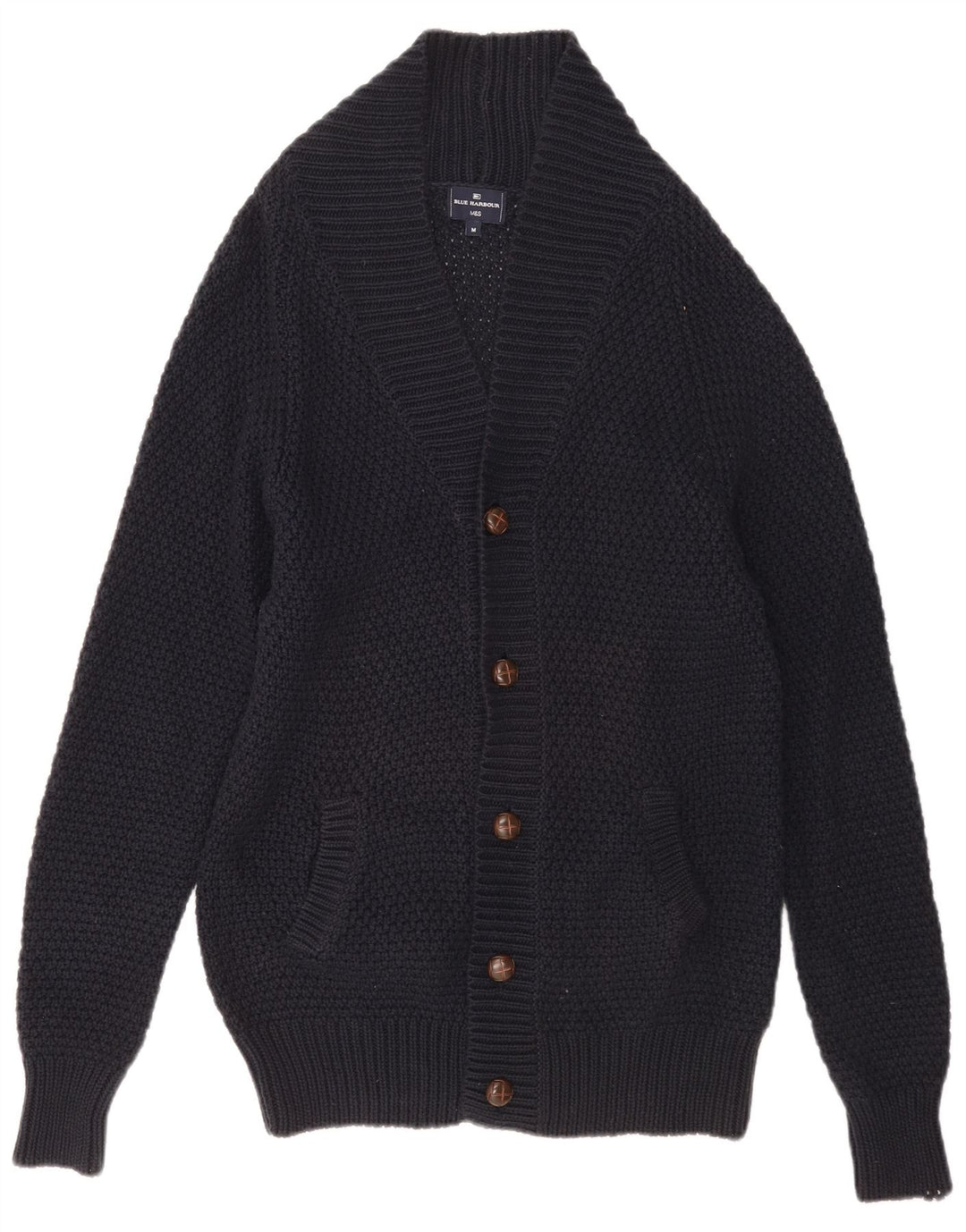 MARKS & SPENCER Herre cardigan sweater Medium marineblå bomuld