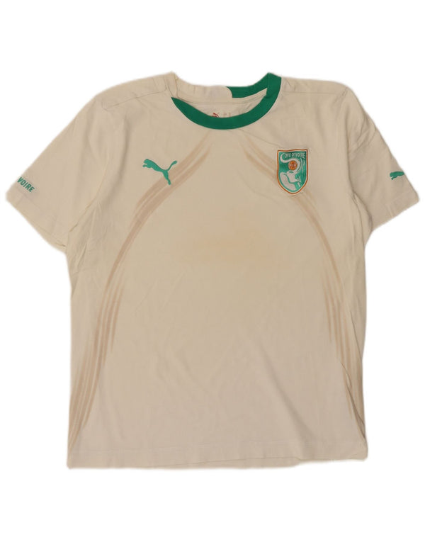 Puma Herre Elfenbenskysten FIF grafisk T-shirt Top Medium Off White Bomuld