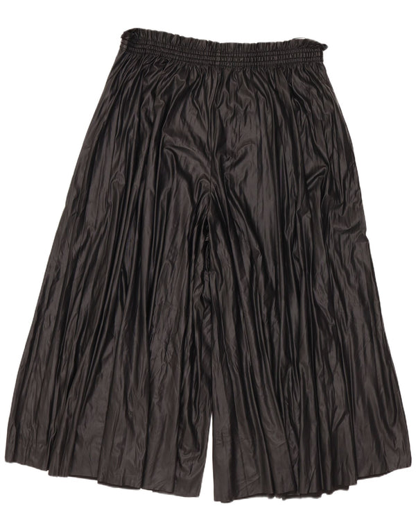 Zara Dame imiteret læder Culottes Capri Bukser XL W36 L22 Sort