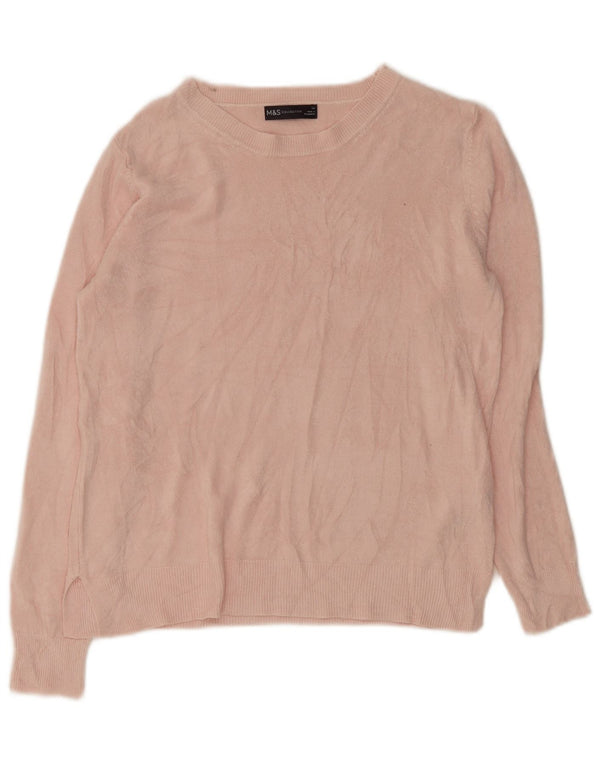 Marks & Spencer Dame Boat Neck Jumper Sweater UK 14 Medium Pink Akryl
