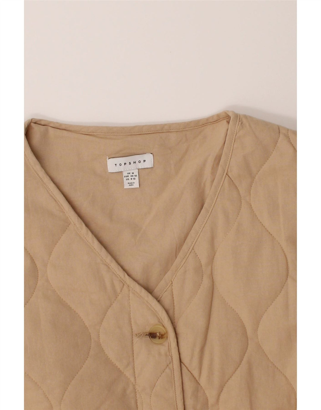 TOPSHOP Womens Oversized Quilted Jacket UK 14 Medium Beige Cotton Vintage Topshop and Second-Hand Topshop from Messina Hembry 
