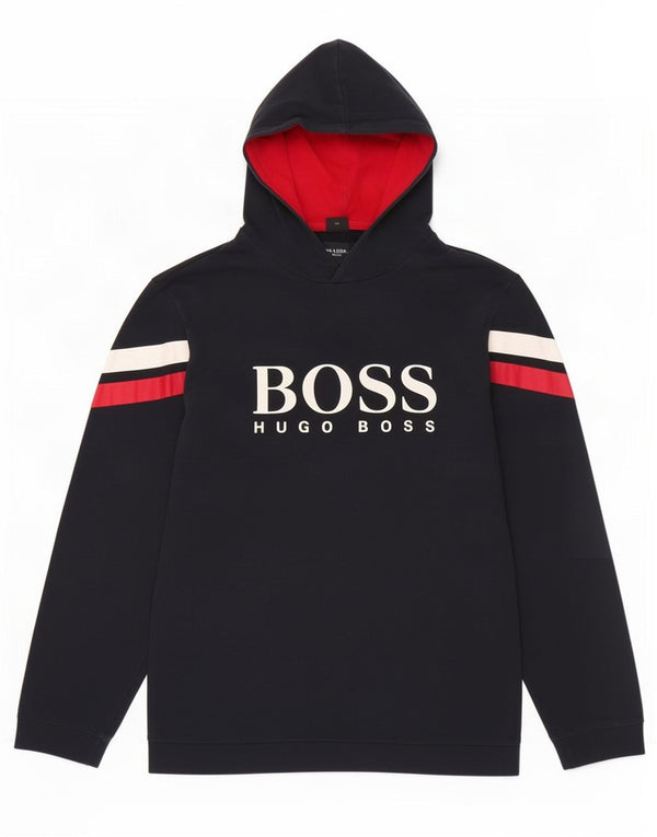 Hugo Boss Grafisk hættetrøje til mænd 2XL Marineblå Colourblock Bomuld