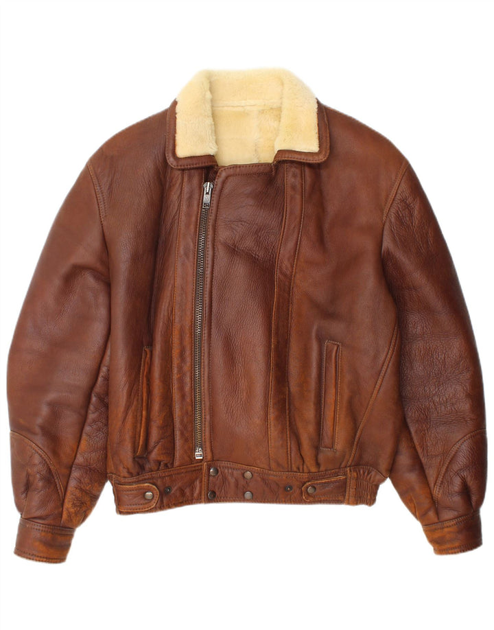 Vintage Herre Shearling Jacket IT 48 Medium Brun