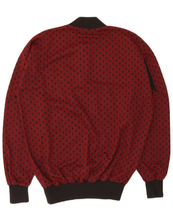 Vintage Herre Crew Neck Jumper Sweater UK 46 2XL Maroon Spotted