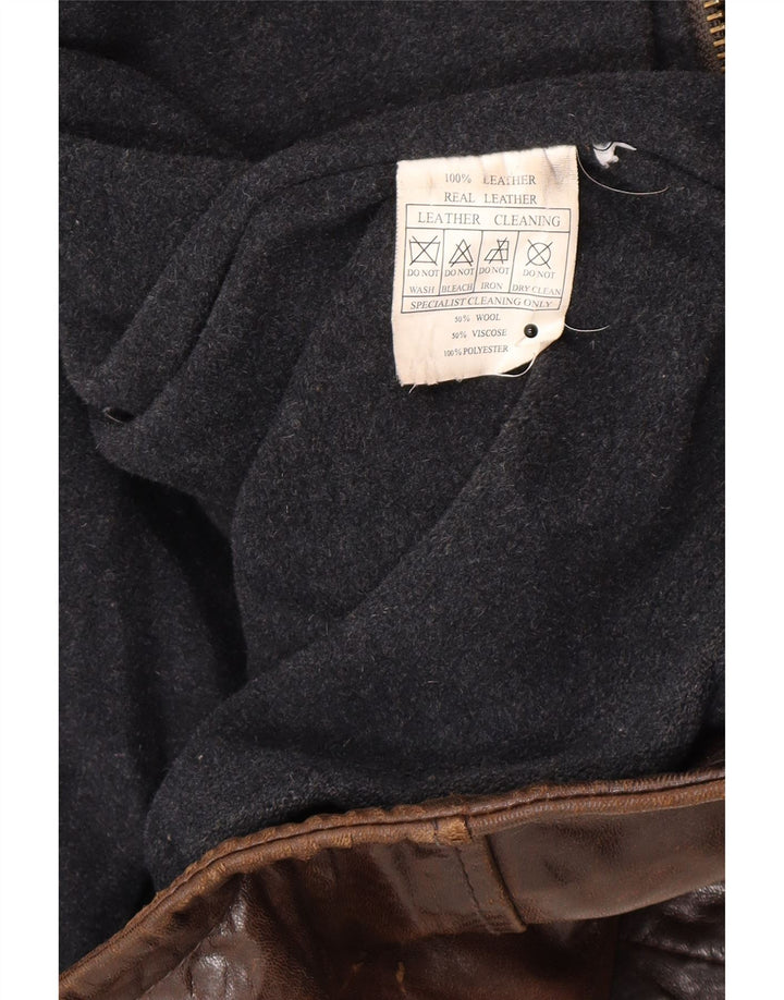 Vintage herre læderjakke IT 54 2XL brunt læder